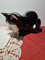 Angol - Staffordshire, élethű nagyságú porcelán cica, mesés festéssel