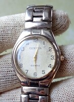 Retro vintage geneva quartz watch with steel strap