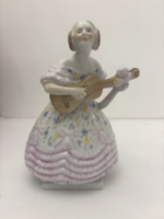 Herendi kicsi rózsaszín festett szoknyás Déryné porcelán figura szobor hibátlan