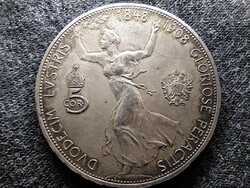 Hamvas patinás ezüstpénz: Ausztria I. Ferenc József uralkodásának 60. évfordulója 5 Korona 1908