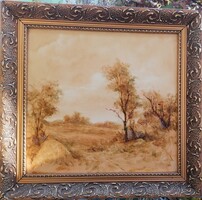 Katona Imre (Szentesi „postás festő”) – Tájkép, 35×35 cm