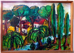 Expresszív táj felodatlan monogrammal 1978