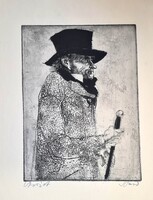 SZÁSZ ENDRE -Cilinderes alak sétapálcával-