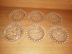 Rózsa mintás üveg poháralátét - 6 db egyben - átmérő 10 cm (28/K)