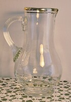 Üveg kancsó- különleges vintage fújt huta üveg kancsó aranyozott peremmel – 25,5 cm