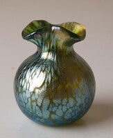 Szecessziós Lötz / Loetz miniatűr váza, "Papillon" dekorral