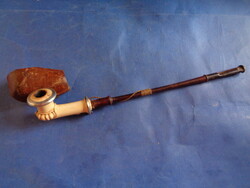 ANTIK TAJTÉK PIPA EZÜST SZERELÉKKEL