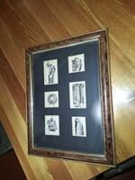 Szántó Piroska illusztrációk, "Caesarok élete" 6 db, akvarell, tus, 1968, széteső, szép keretezésben