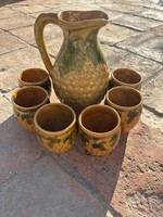 Retro kukoricás boros kancsó 6 pohárral