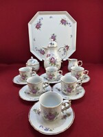 Hollóházi Hajnalka mintás kávés készlet kínáló tálcával