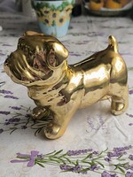 Arany színű buldog kerámia persely, figurális szobor  eladó!