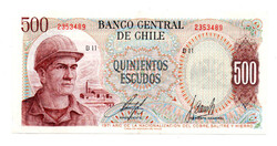 Chile 500 Escudo Bankjegy 1971 P145