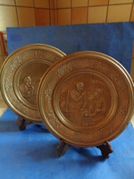 19. századi Dekoratív bronz fali tányér ,vidám életkép, francia országból