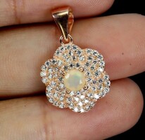 925 ezüst rózsa arany bevonatú opál medál