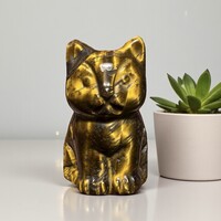 Tigrisszem cica, kézzel faragott 3 cm -es drágakő macska, faragott ásvány cica gyógyhatással!