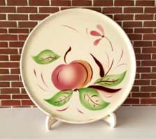 RÉGI SZÉP ART DECO GYÜMÖLCS MINTÁS FAJANSZ TÁL,TORTÁS TÁL