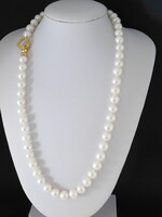 Gyöngy Nyaklánc 18 K Aranyozott Köves Szív Kapoccsal, Fehér Gyöngyökkel