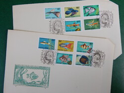 Alkalmi borítékpár 1962. Akváriumi díszhalak (I.) bélyegsorral - akvarisztika alkalmi bélyegzéssel