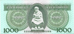 1000 forint 1996 "E" elcsúszott hátlapi nyomat Gyönyörű egy gyenge hajtás középen