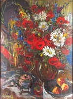 1X832 Séday Éva : Pipacsos csendélet 60 x 80 cm