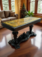 Amerikai neoreneszánsz - jakobiánus Intarziás bővíthető étkező, tárgyaló, konzolasztal