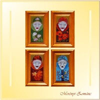 Tűzzománc kép. Merényiné Jeszek Éva alkotása. 2018. Négy évszak.