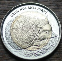 Törökország emlék 1 líra 2014 (Hosszúfülű sündisznó)