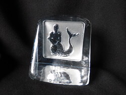 Nybro svéd üveg levélnehezék - vízöntő - sellő