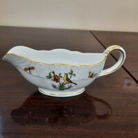 Herendi Rothschild mintás porcelán szószos kínáló tál, kiöntő