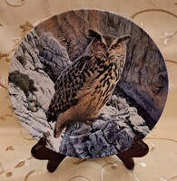 Baglyos tányér, madaras porcelán dísztányér 6 (L5875)