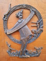Olcsai Kiss Zoltán (1895-1981) Cirkusz,Bohócok Dombormű,Bronz Falikép