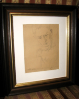 CSODÁS GARANTÁLTAN EREDETI HOLLÓ LÁSZLÓ  /1887-1976 / PORTRÉ 1952