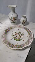 Herendi  porcelán Rothschild mintás fali tál es vázák egyben