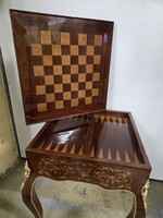 Intarziás sakk és backgammon asztal