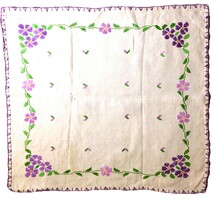 2db antik kézzel font szőtt hímzett  lenvászon népművészeti házi szőttes terítő horgolt csipke szegő