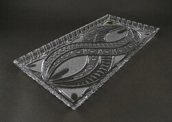 1Y212 Vastagfalú, jelzett Ajkai kristály tálca kínáló tál 32 x 16.5 cm