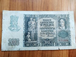 Lengyelország, 20 Zloty, Zlotych, 1940-ből