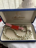 Fantasztikus ezüst  szürke színű Mallorcai gyöngy 925 ezüst szerelékkel