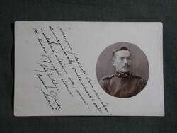 Képeslap,fotó,Osztrák Magyar hadsereg,katona,honvéd levél 1908-