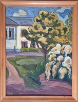 Mártonfi Benke Márta - Májusi virágzás 80 x 60 cm olaj, farost 2008