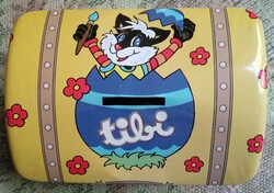 Tibi persely fémdoboz - díszdoboz - persely - 7 x 9 x 12 cm.