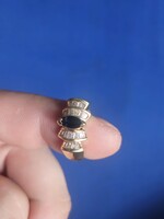 14K Arany Gyűrű Gyémánt És Zafír Drágakövekkel