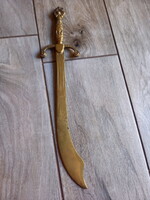 Szép régi réz díszkard/fali dísz (35x7,5 cm)