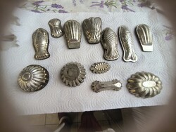 Fém sütőforma eladó! Kagyló, kosár, hal, keszeg,bogár,rák, masni  sütőforma,csokiforma egyben eladó!