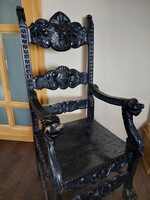 Antik dúsan faragott karosszék- íróasztal szék-  neoreneszánsz karosszék 1880 körül