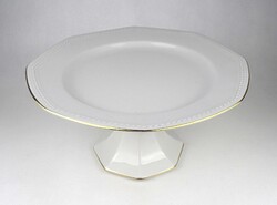 1Y165 Festetlen aranyozott jelzetlen porcelán talpas tortatál kínáló tál