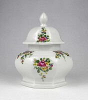 1Y161 Régi virágfüzér díszes Lichte porcelán bonbonier 14.5 cm
