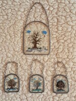 (T5) Négy évszak festett üveg képen,ón keretben!