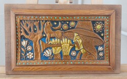 Festett zománc kép 41x25 cm kerettel