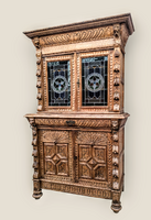 Antik neoreneszánsz ólomüveges vitrin, tálaló 2.